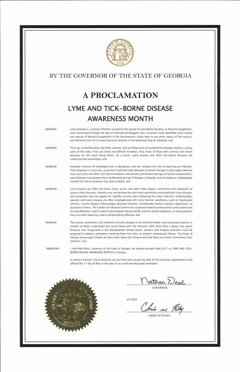 Georgia May Lyme Disease Awareness Proclamation 2017