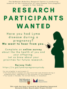 Click here for detailed information on the Lyme & pregnancy research questionnaire/survey and to participate